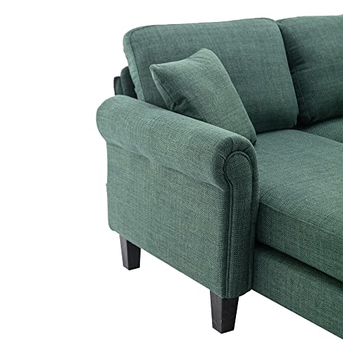 Black 70.5" Convertible Sectional Sleeper Sofa Bed with Solid Wood Frame Z28496