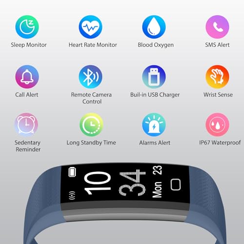 Fitness Tracker with Heart Rate Monitor, IP68 Waterproof Smartwatch V106