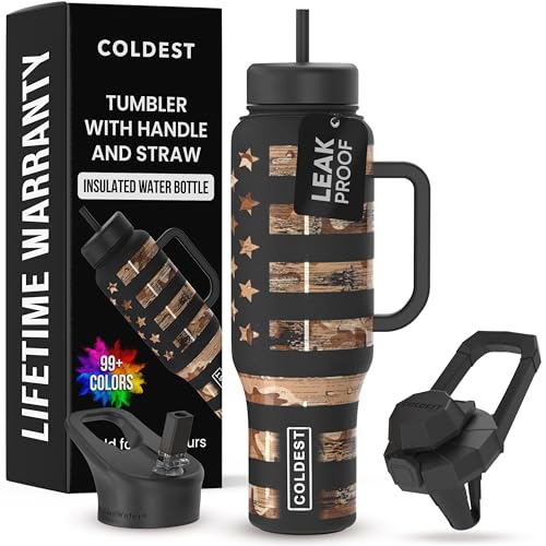 40 oz Stainless Steel Tumbler with Handle and Straw S65678