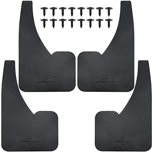 Black Rubber Mud Flaps (4 Pack) with Fastener Rivet Clips U828