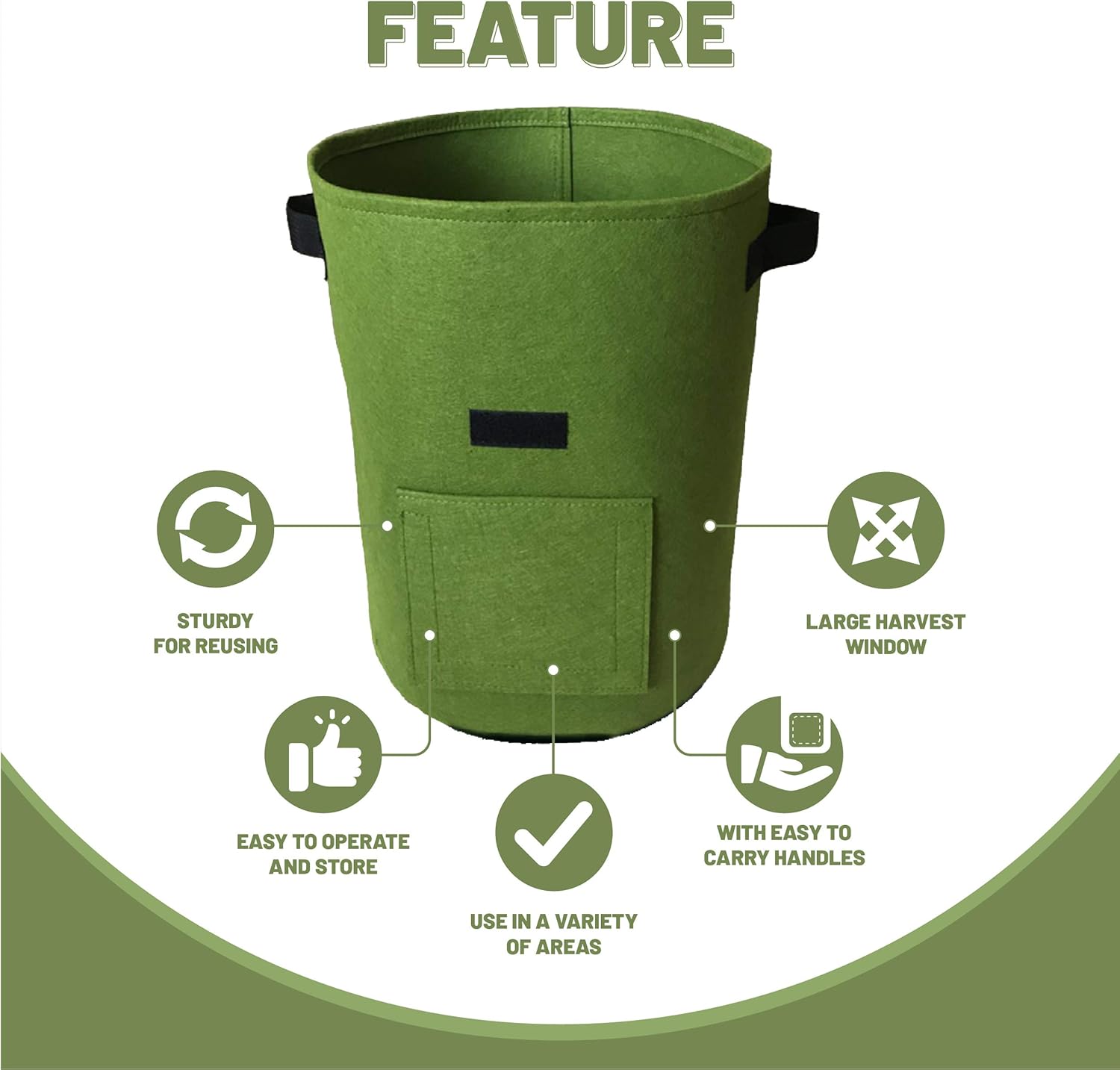 10 Gallon Heavy Duty Non Woven Fabric Planter Bags with Handles W598