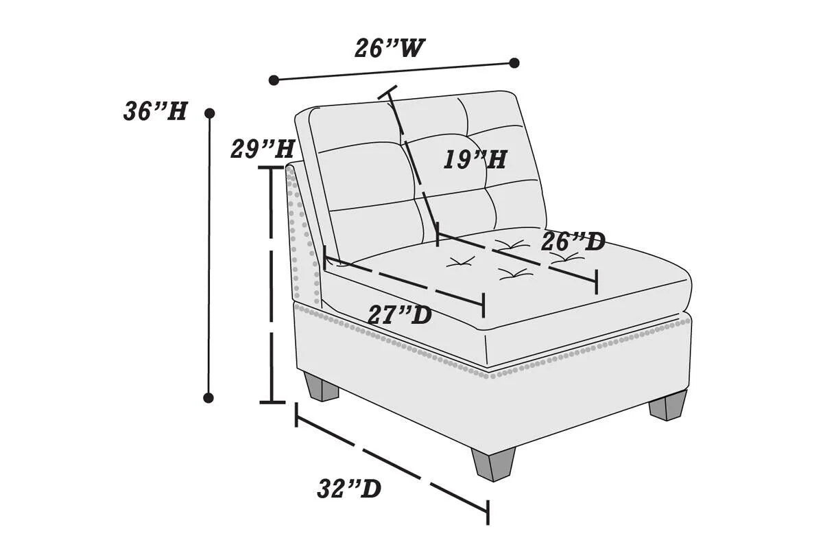 Gray Fabric 6pc U-Sectional Couch with 2 Corner Wedge, 2 Armless Chairs, 2 Ottomans P6675