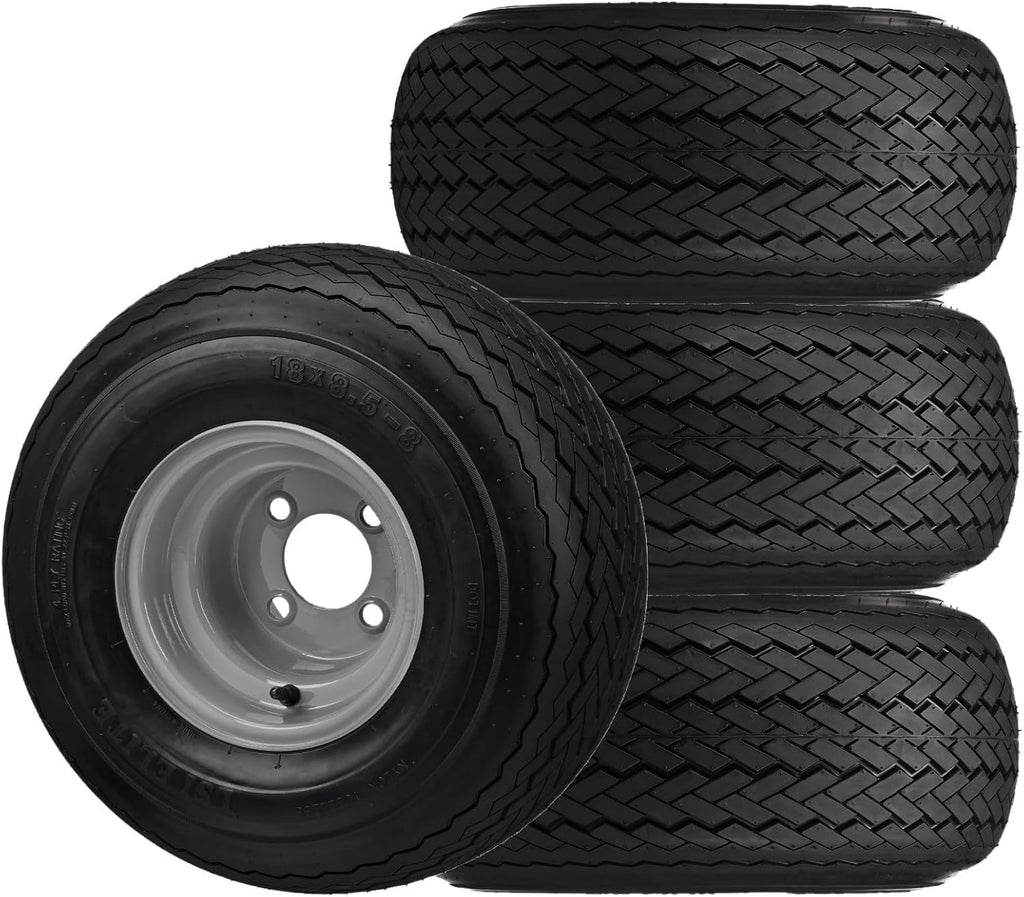18 X 8.5 X 8 Gray 4 Lug Hole Golf Cart Tires & Rims V6565