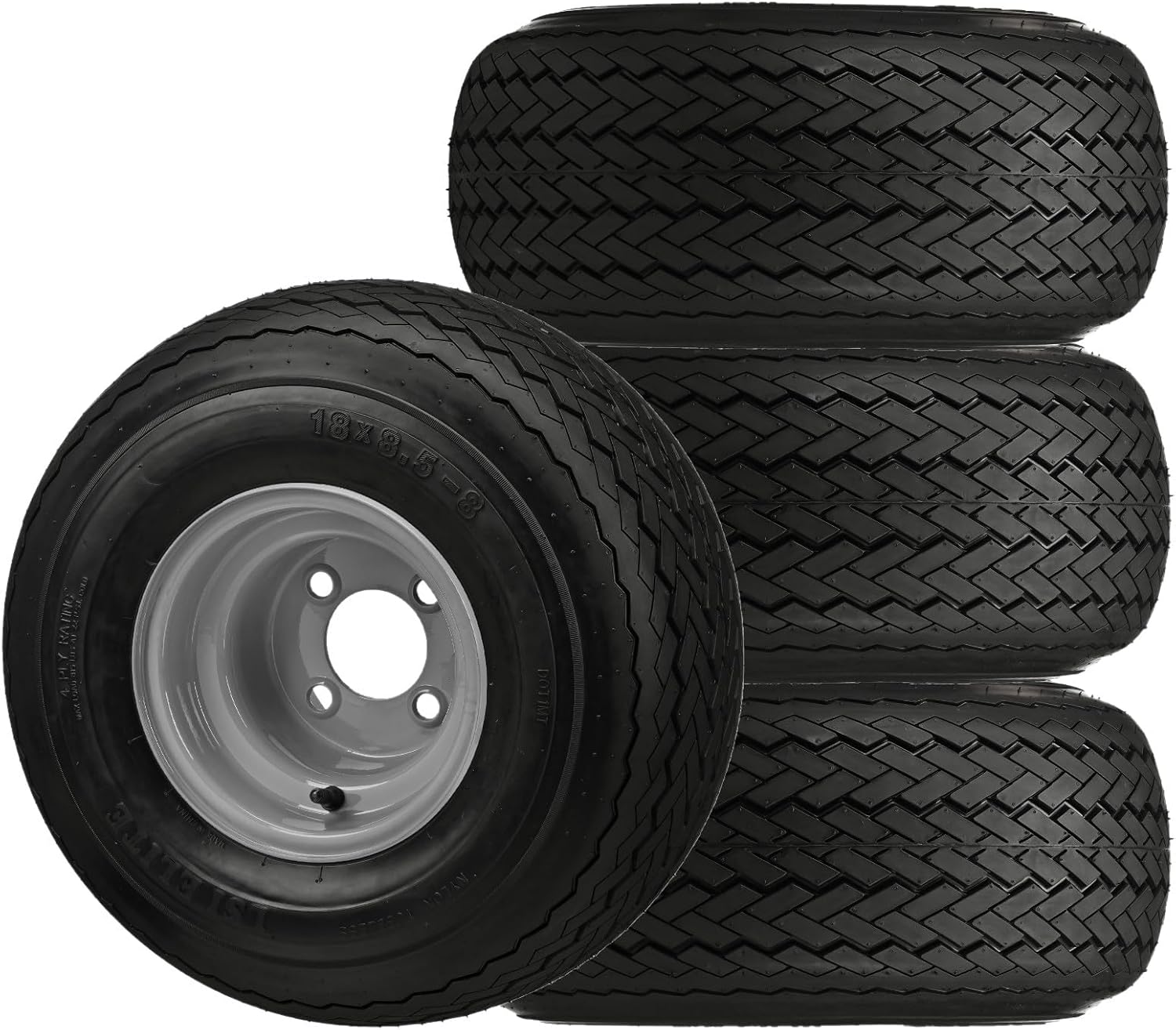 18 X 8.5 X 8 Gray 4 Lug Hole Golf Cart Tires & Rims V6565