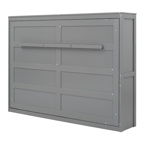 Gray Queen Solid Wood Murphy Cabinet Bed F5204