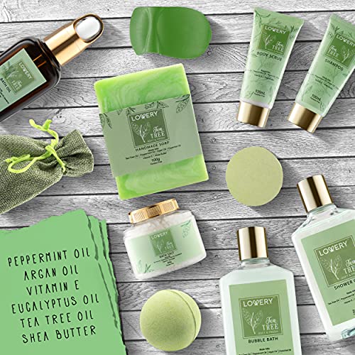 15 pc Tea Tree Bath Set with Bath Oil, Shower Gel, Bubble Bath, Handmade Soap, Steamer Tablet, Potpourri U45375