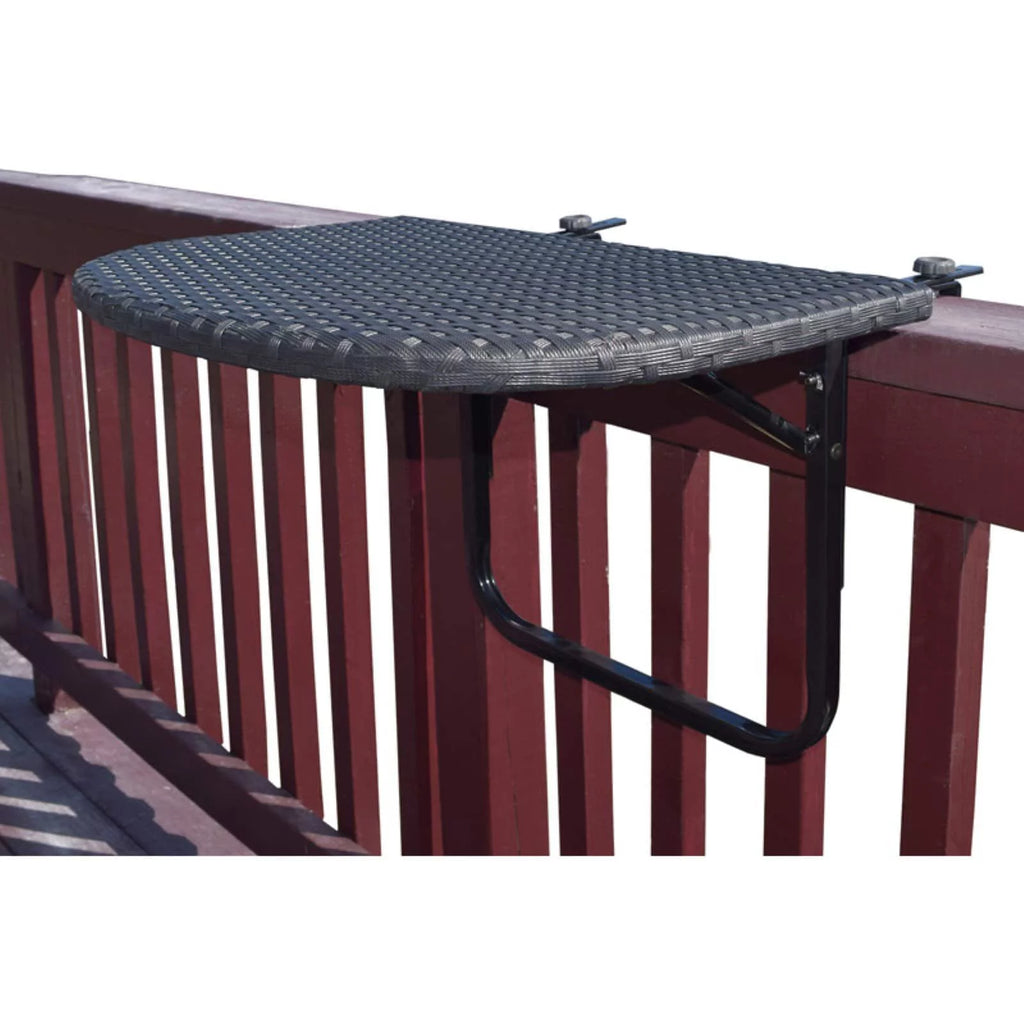 Black Wicker and Metal Foldable Balcony Table H497