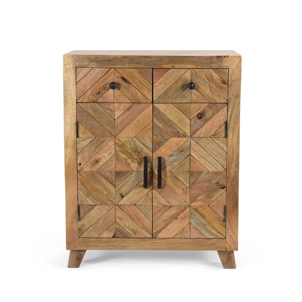 Natural Brown Mango Wood 2 Door 2 Drawer Cabinet Q757814