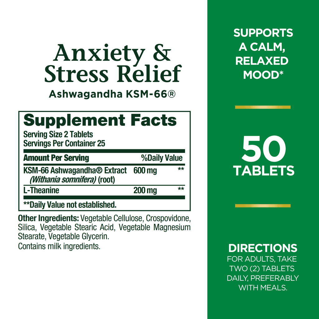 Ashwagandha Supplement, 50 Ct W49906