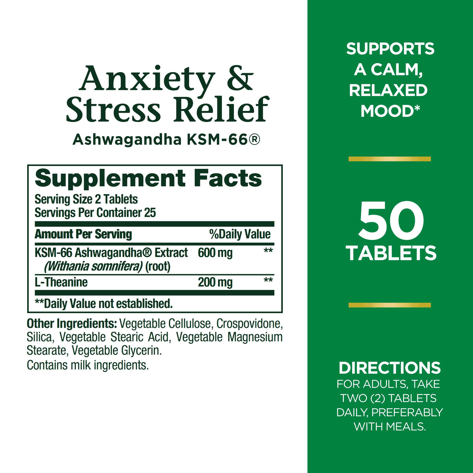 Ashwagandha Supplement, 50 Ct W49906