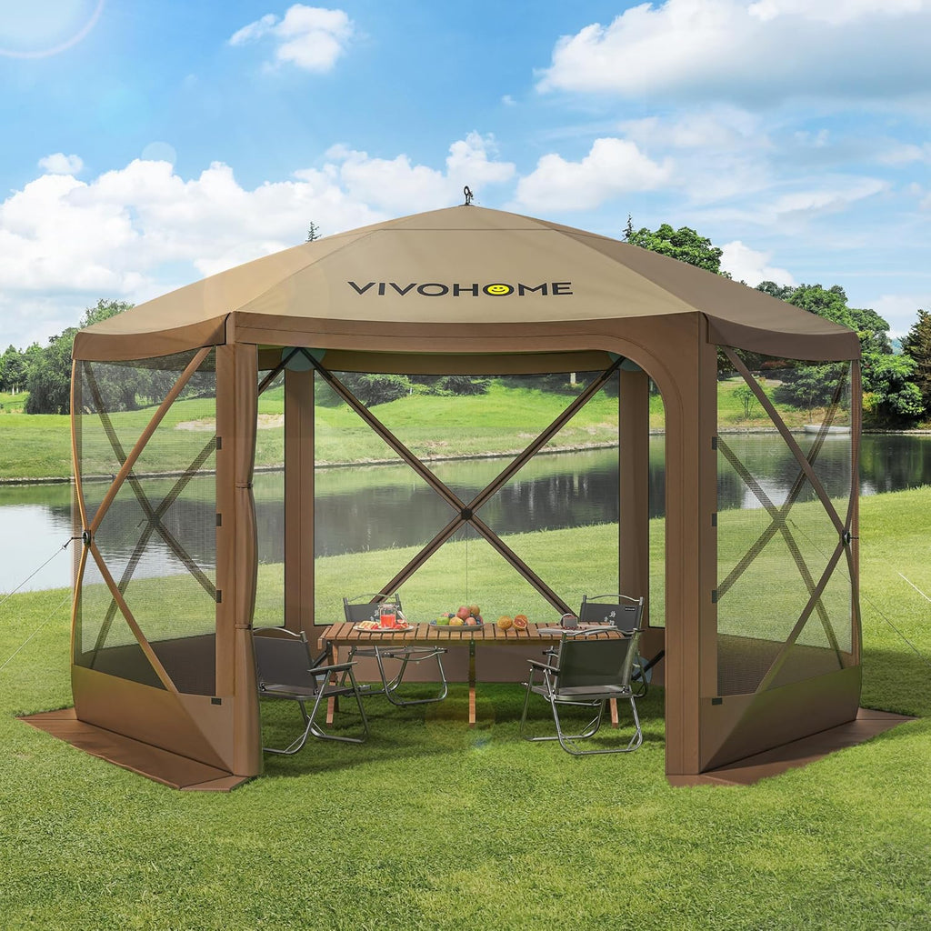 12x12ft Pop-Up Gazebo Screen Tent with Mosquito Netting T4589