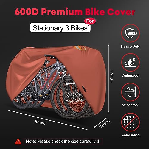 Bike Cover for 2 Bikes, Waterproof Heavy Duty 600D Bicycle Rack Cover E9641