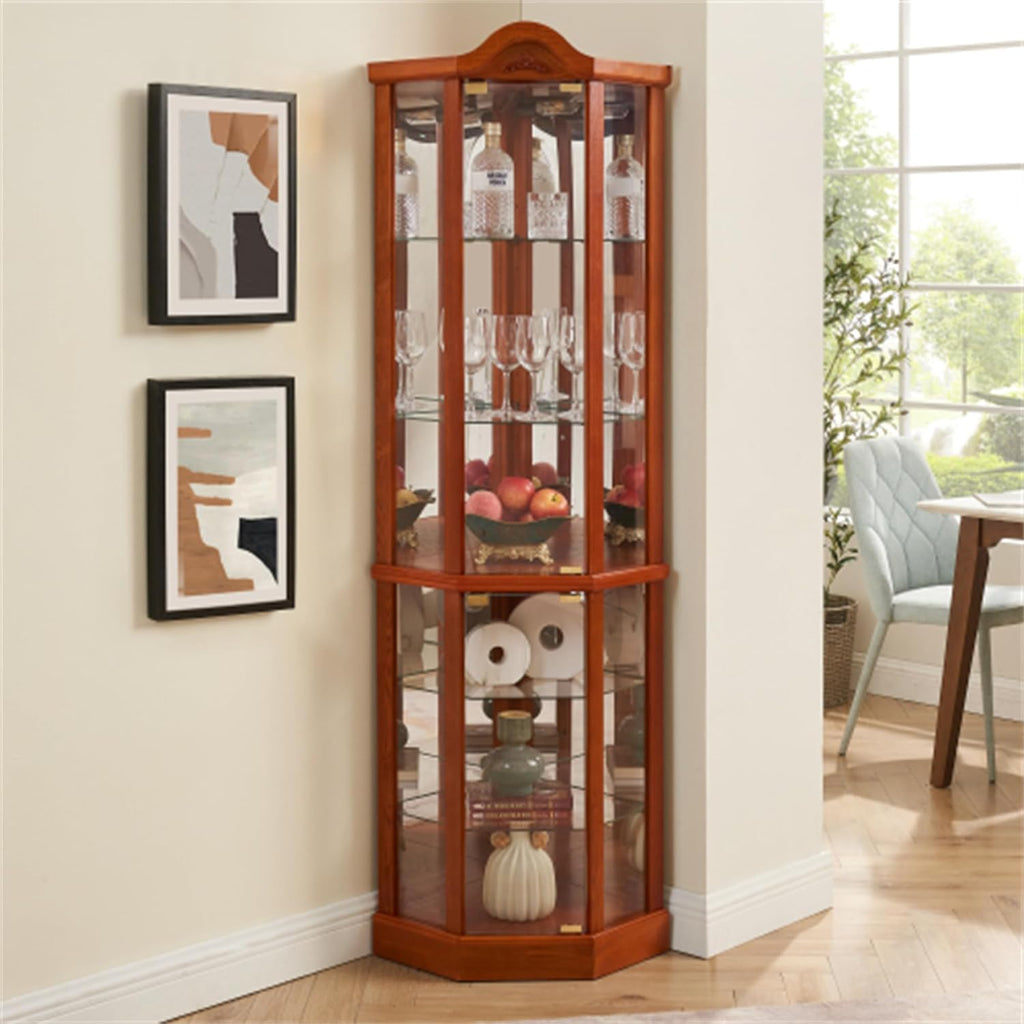Curio Glass Corner Cabinet with Lights B206984