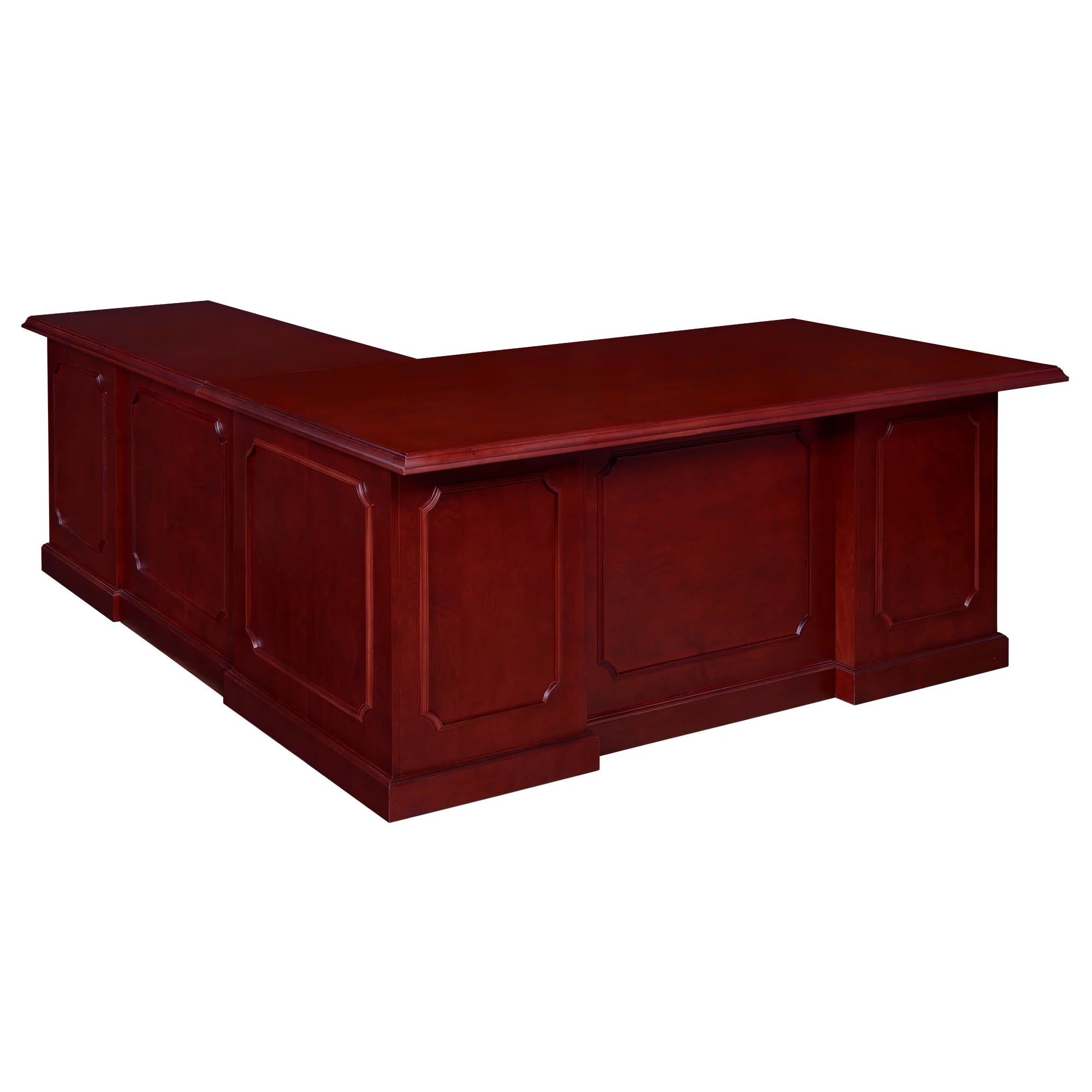 Mahogany L Shape Desk with Double Pedestal Drawer Unit A18701