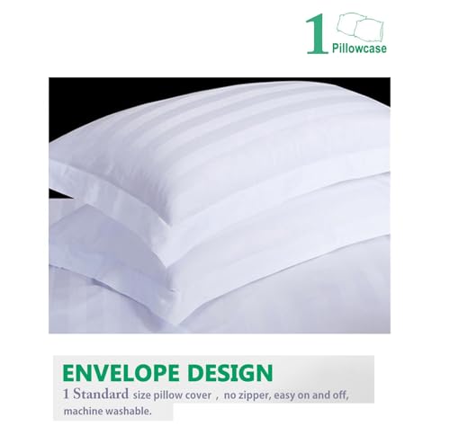 100% Egyptian Cotton King Size 4 Piece Bed Sheet Set White Stripe E535383