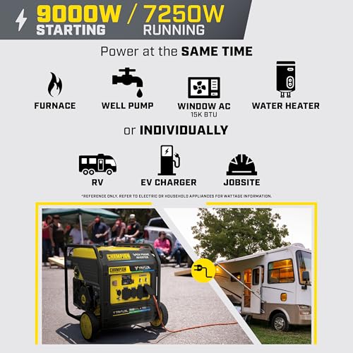 9000-Watt Electric Start Tri Fuel Portable Open Frame Inverter Generator A5121