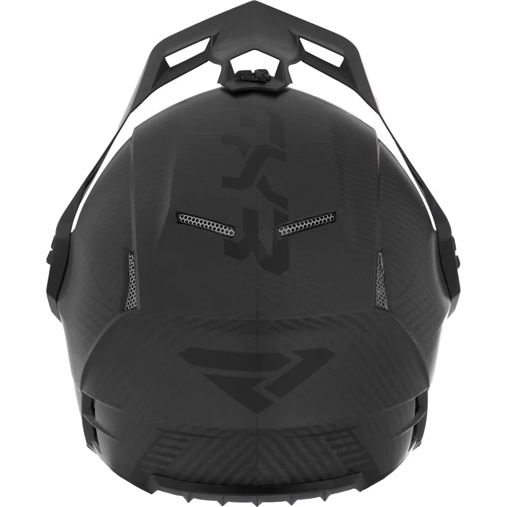 Black Carbon Fiber Snowmobile Helmet with Heated Face Shield R778573