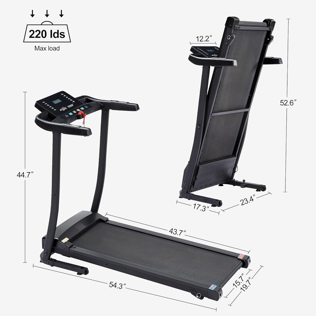 2.5 HP folding treadmill with 3-speed incline adjustment and 12 preset programs P2609