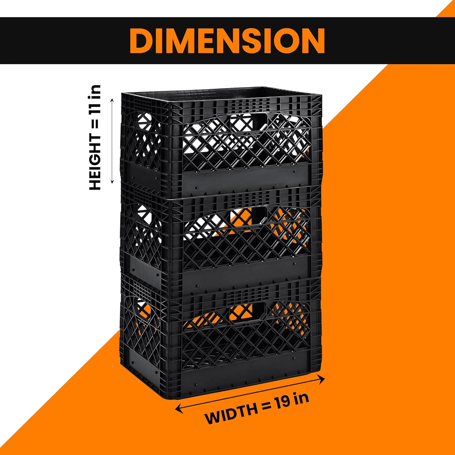Black 24QT Heavy-Duty Plastic Milk Crate N621