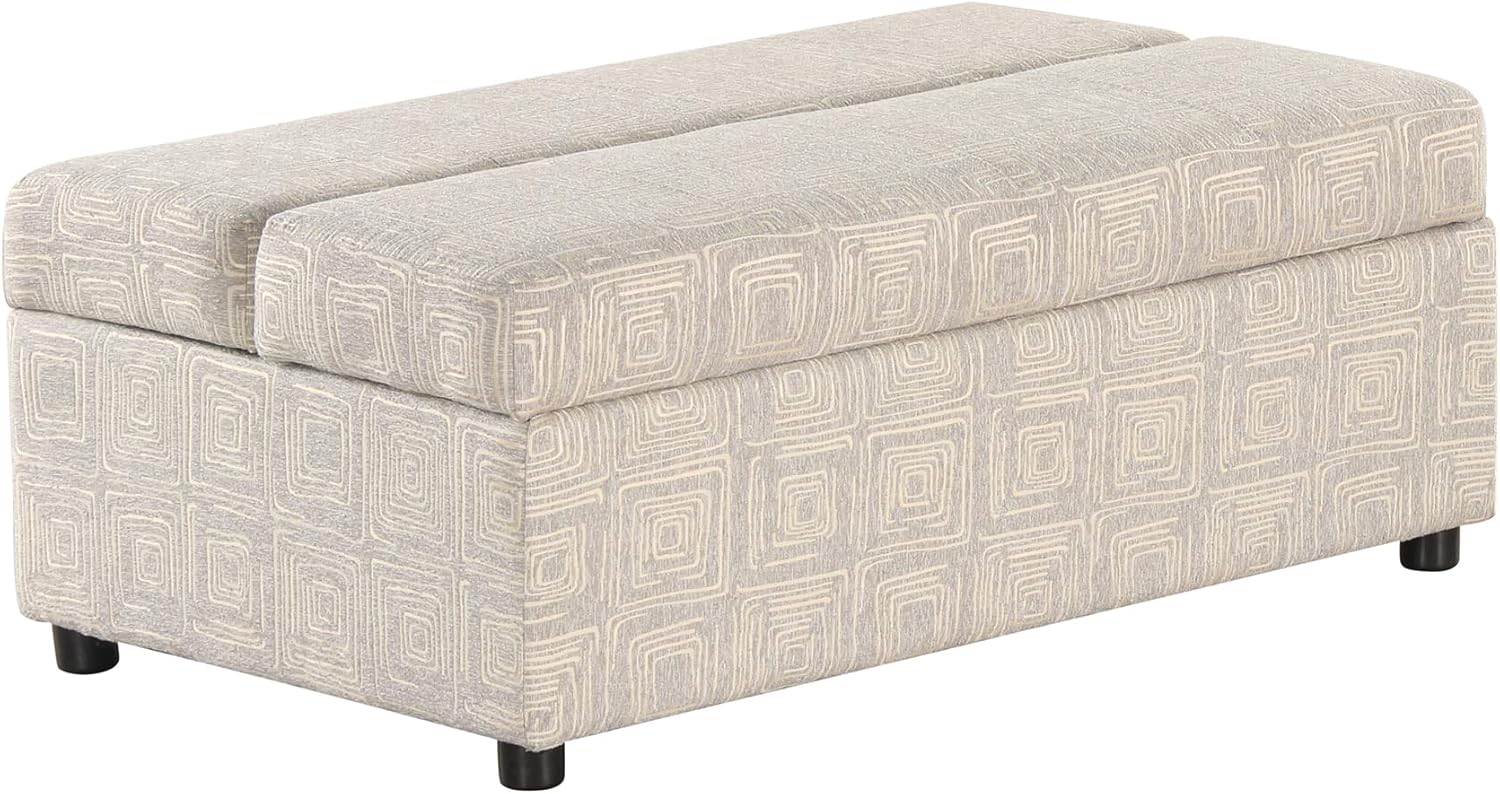 Twin Size Folding Ottoman Sleeper Bed with Mattress Convertible Guest Bed Light Gray Couch Sofa X483019