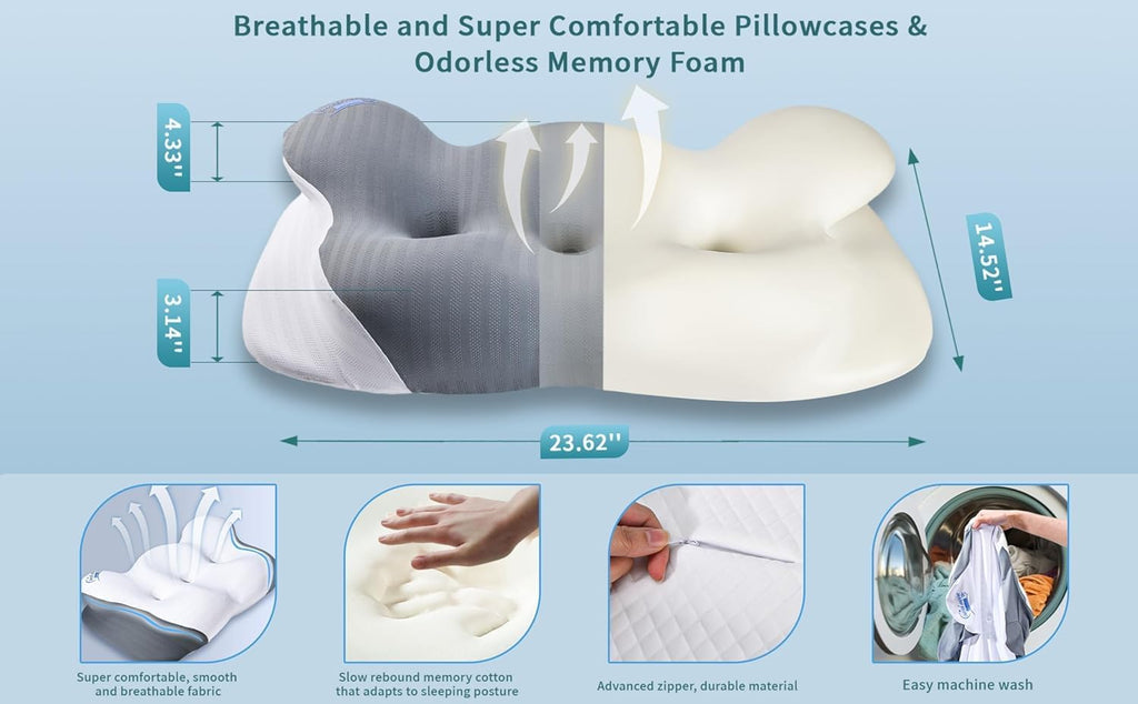 Light Gray Memory Foam Cervical Pillow L662