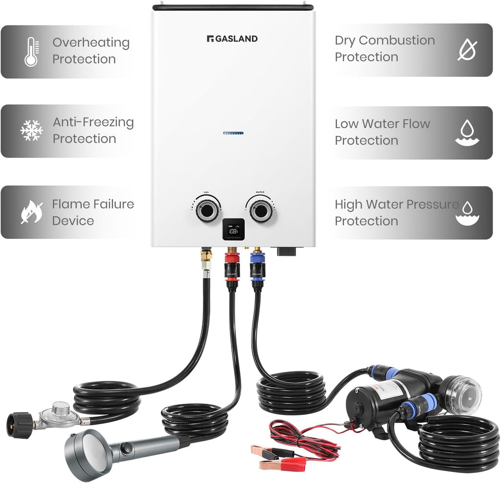 Propane Tankless Water Heater, 2.64GPM 10L, Ultra Slim Portable Hot Water Heater F652565