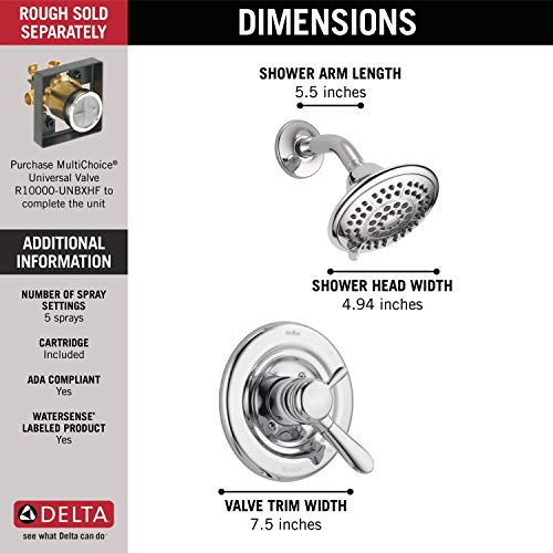 Chrome Single-Function Shower Faucet Set with 5-Spray Shower Head E35282