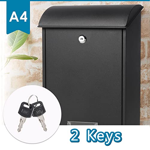 Black Wall Mounted Locking Mailbox with Key Lock L981112