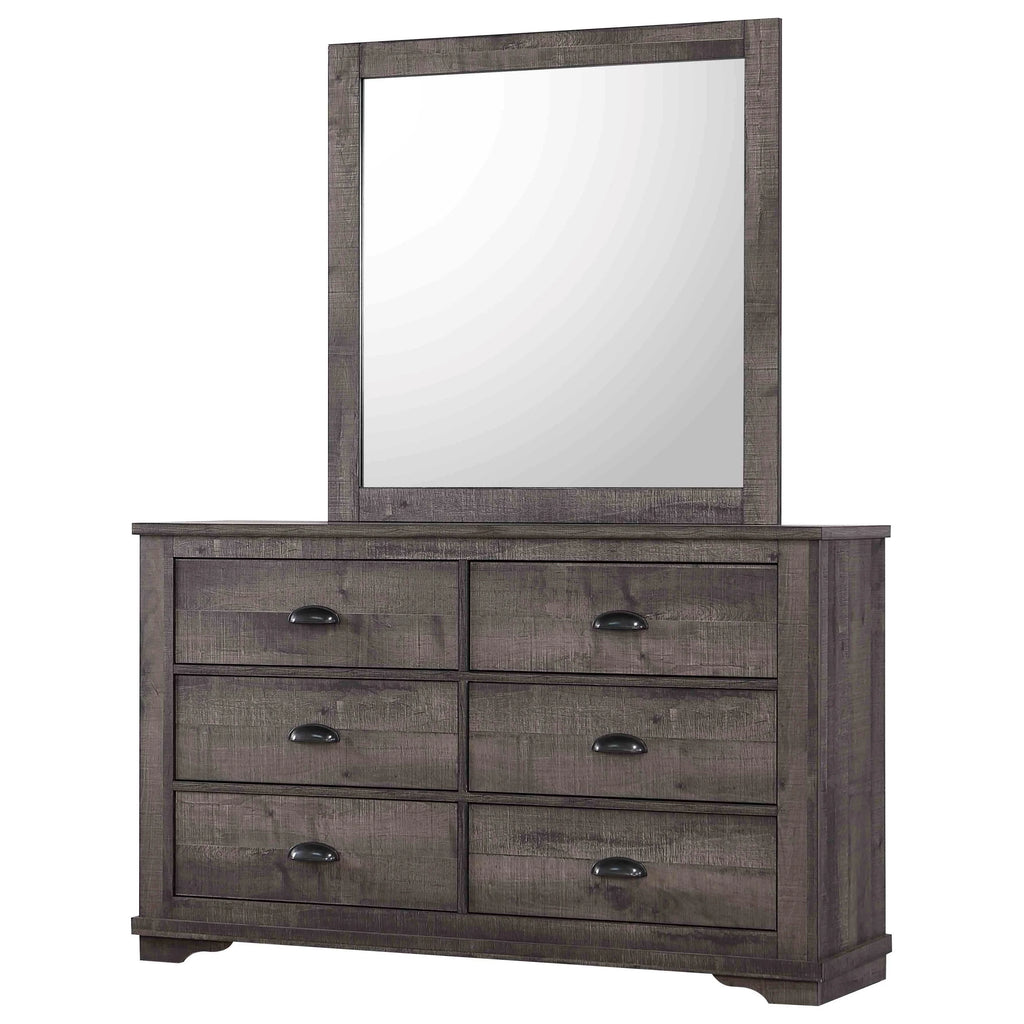 Gray King Size Bed Dresser Mirror Nightstand Set N946202