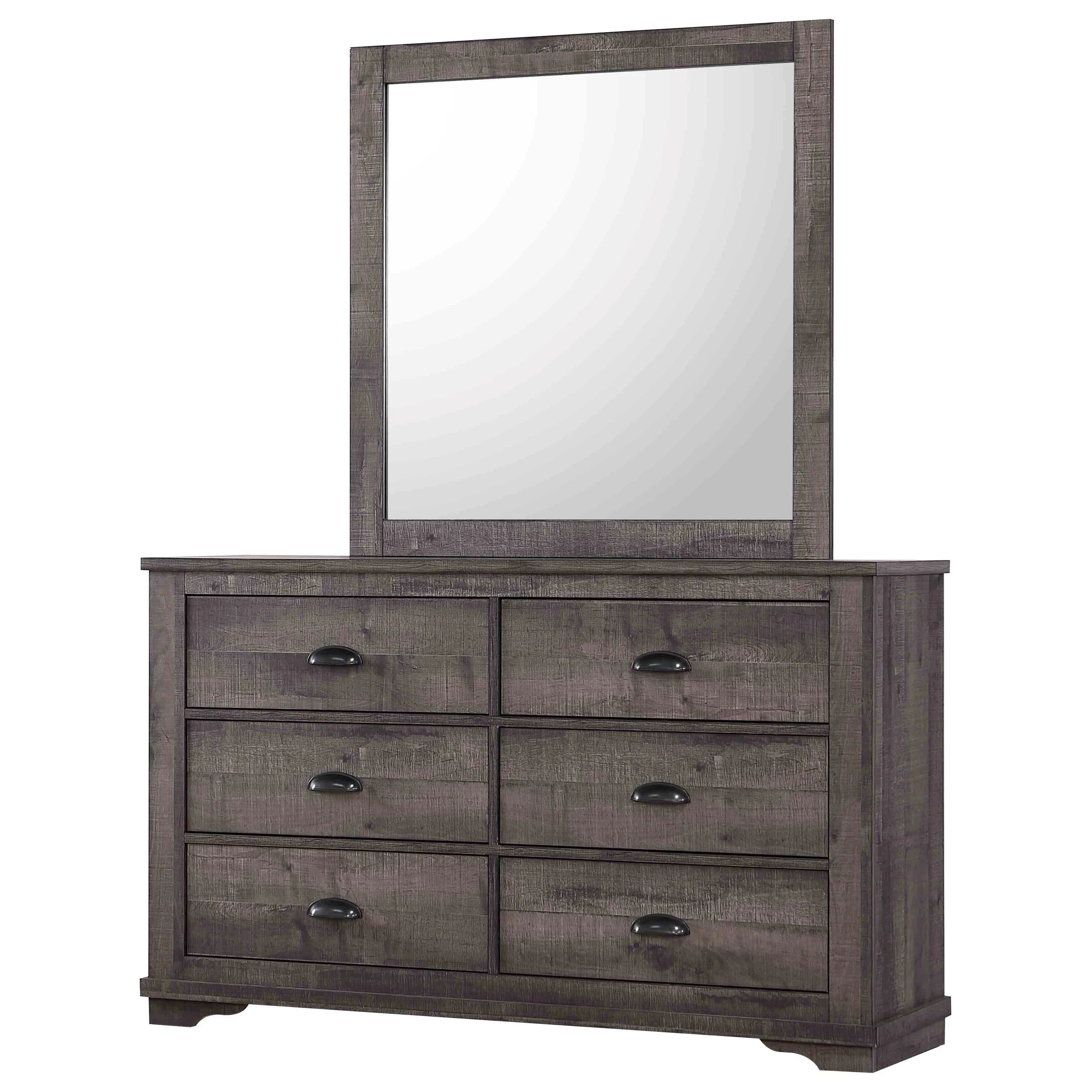 Gray King Size Bed Dresser Mirror Nightstand Set N946202