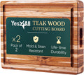 Set of 2 Teak Wood Cutting Board with Juice Groove and Handles - 17 inches + 20 inches W1868