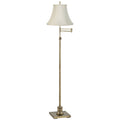 Antique Brass 70" Tall Fabric Bell Shade Swing Arm Floor Lamp S555