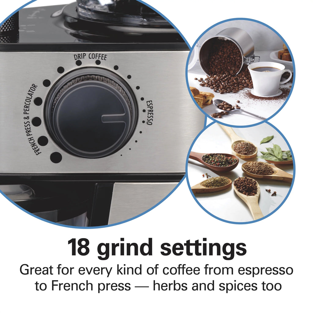 18 Grind Settings Stainless Steel Coffee Grinder A9815