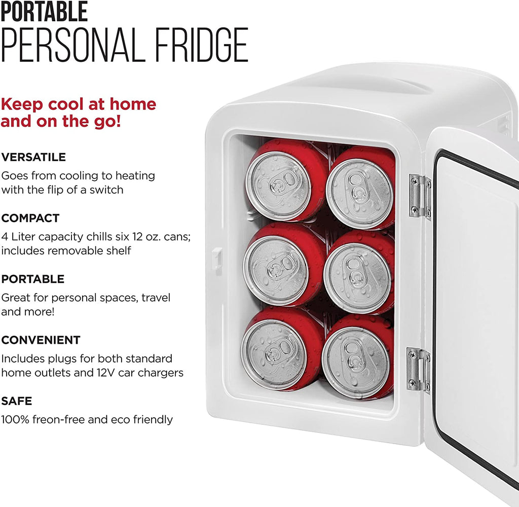 White 4L Portable Mini Fridge with Warming Function D9241
