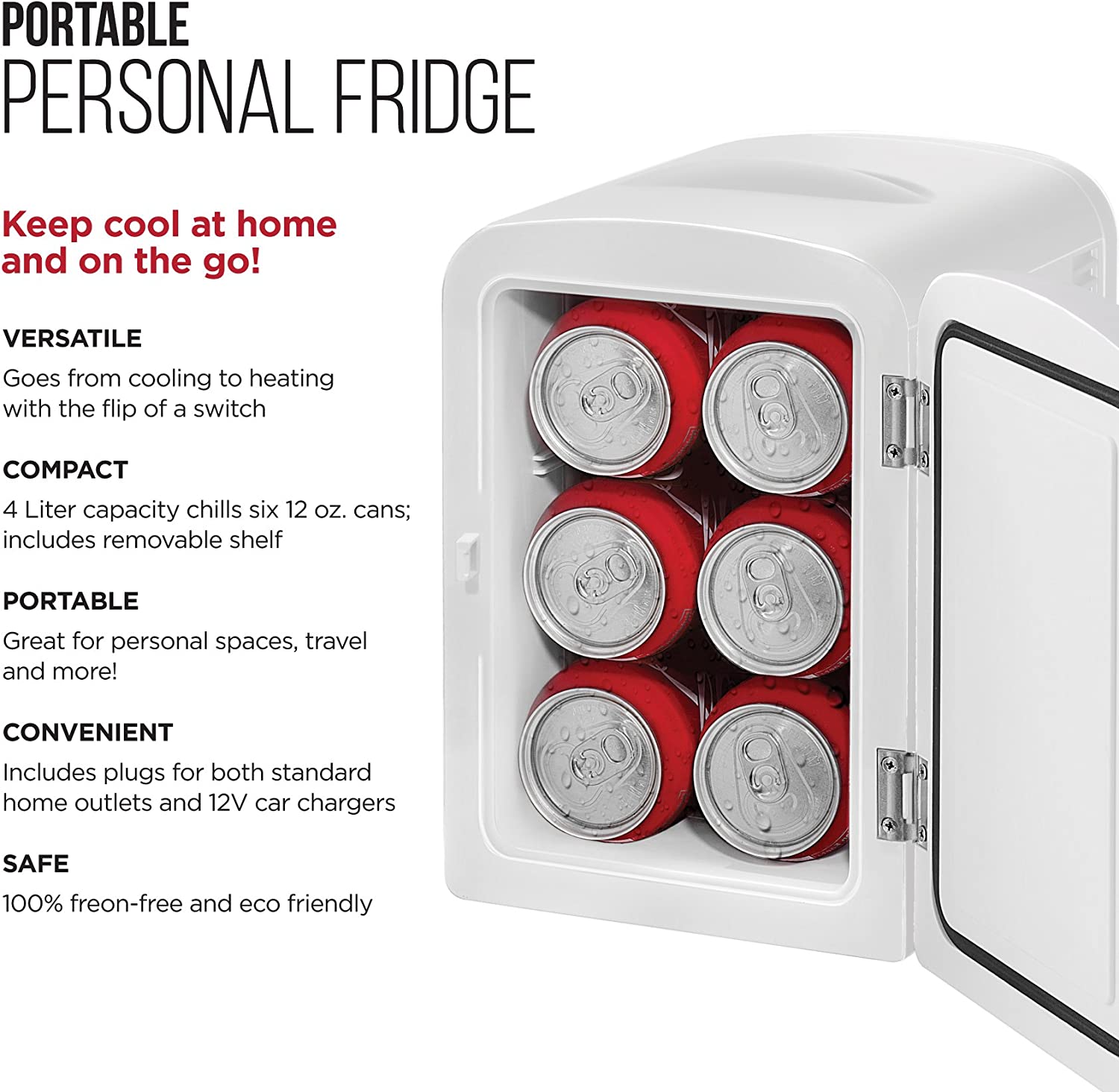 White 4L Portable Mini Fridge with Warming Function D9241