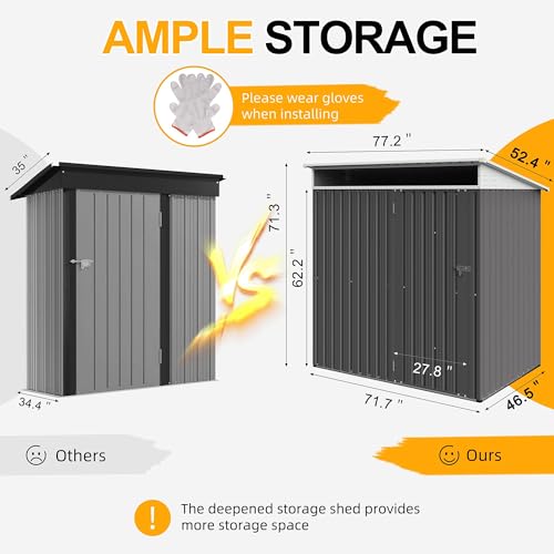 5x3 FT Outdoor Storage Shed with Window, Slate Gray C795737