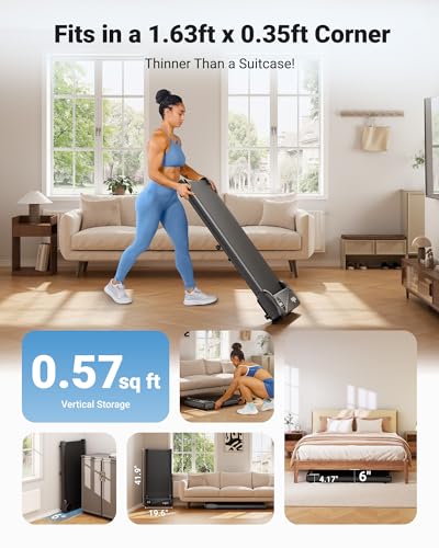 Walking Pad Treadmill Under Desk with Remote Control LED Display U546355