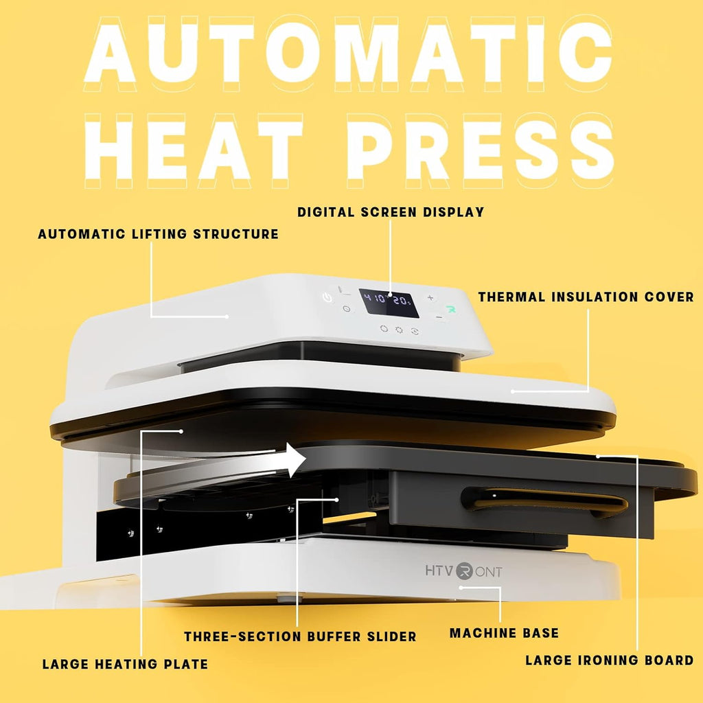 Auto Heat Press Machine 15x15 with 3Pack 12x16" Teflon Sheets Z2564