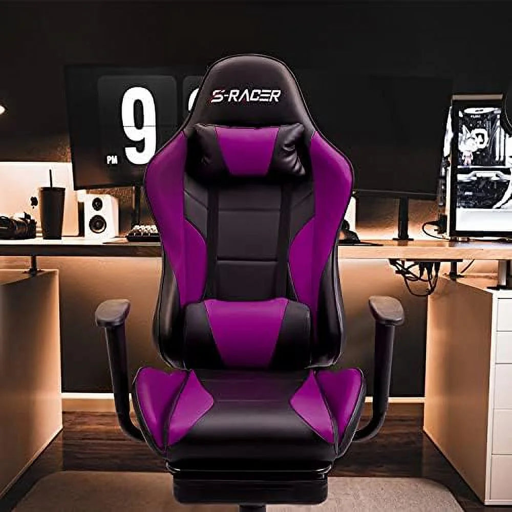 Black Ergonomic Gaming Chair with Footrest N591668