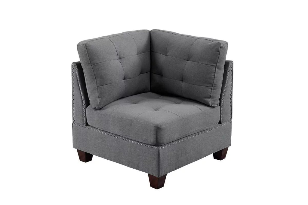Gray Fabric 6pc U-Sectional Couch with 2 Corner Wedge, 2 Armless Chairs, 2 Ottomans P6675