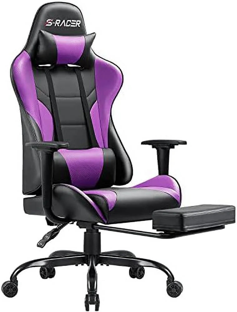 Black Ergonomic Gaming Chair with Footrest N591668