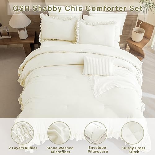 Taupe Queen Size 3pcs Ruffled Microfiber Comforter Set D4595