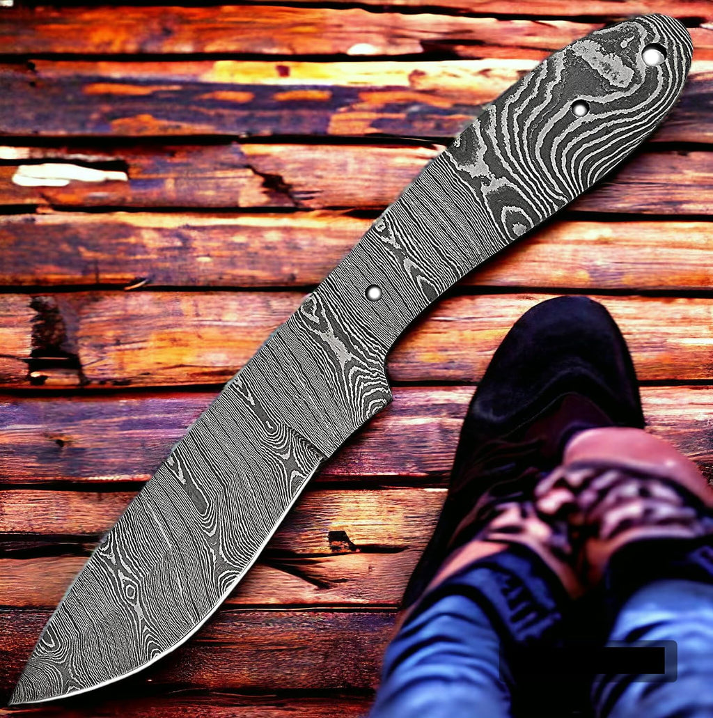 Damascus Steel Full Tang Blank Blade Knife U92648