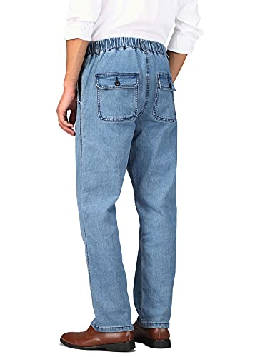 Mens Casual Loose Fit Elastic Waist Jeans Denim Pants P805445