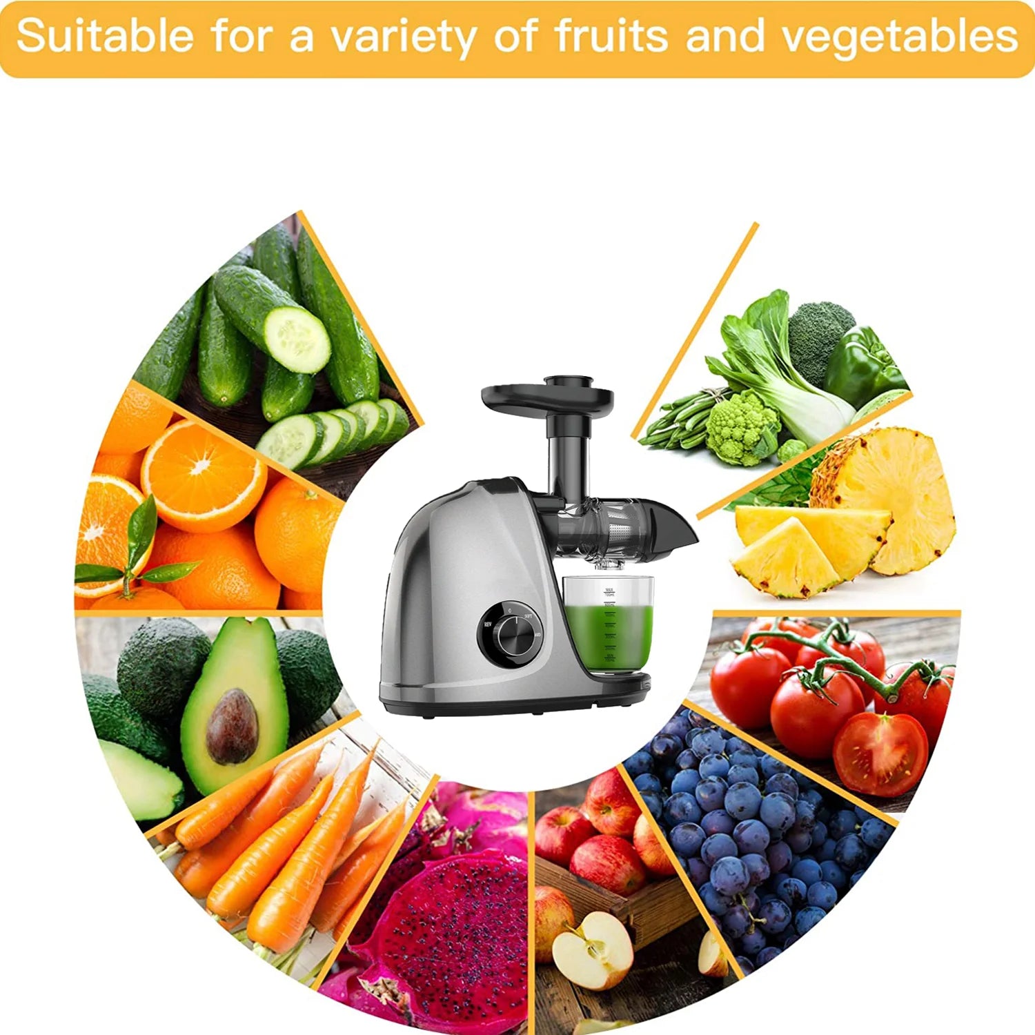 Cold Press Slow Juicer with 2-Speed Modes (Grey) J50692