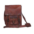 Brown 11 inches Leather Crossbody Bag H877