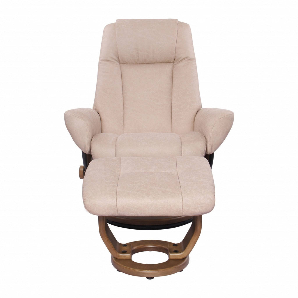 Sandy Beige Swivel Recliner and Ottoman Set N319577