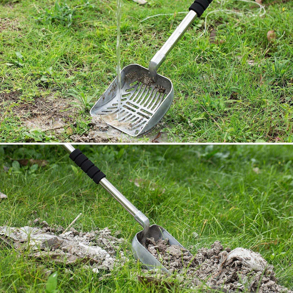 Metal Cat Litter Scoop with Deep Shovel, Long Handle, Detachable Stainless Steel Non-Stick Litter Sifter with Foam Padded Grip C522102