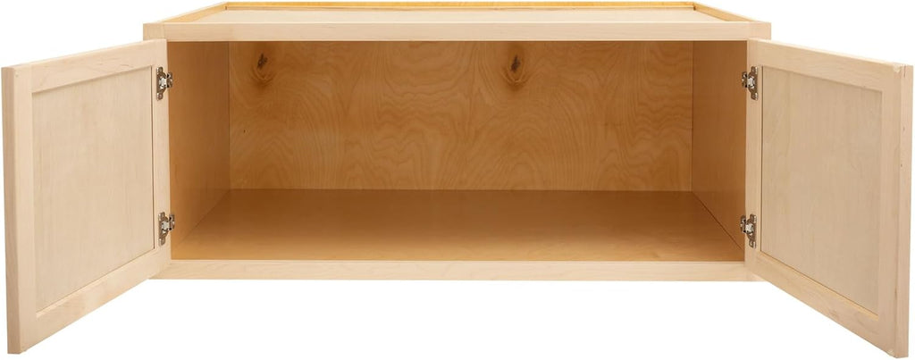 Raw Maple 24" D x 36" W x 12" H Shaker Style Hardwood Wall Kitchen Cabinets E613