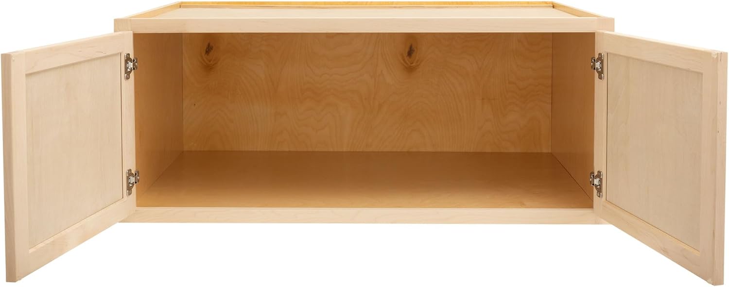 Raw Maple 24" D x 36" W x 12" H Shaker Style Hardwood Wall Kitchen Cabinets E613